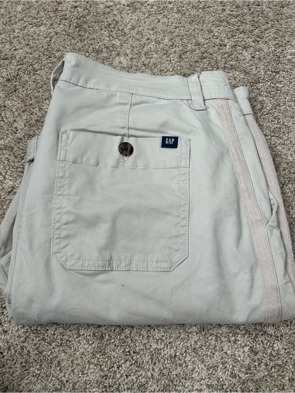 GAP Relaxed Girlfriend Twill Chino Pants Cuffed Khaki Size 14